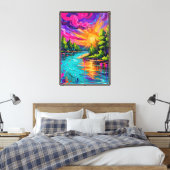 Impression de toile de rivière ensoleillée vive -  (Insitu(Chambre))