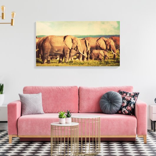 Impression de toile d'éléphants (Insitu(Salon))