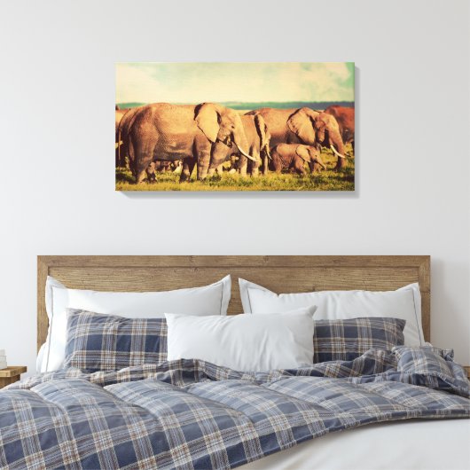 Impression de toile d'éléphants (Insitu(Chambre))