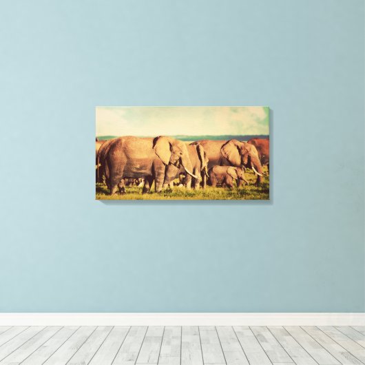 Impression de toile d'éléphants (Insitu (Plancher de Bois))