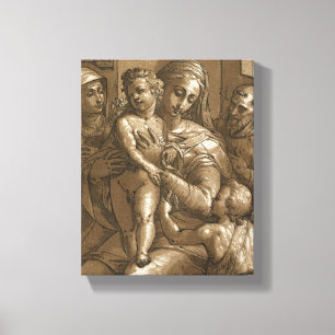 Impression de toile enveloppée "Vierge, Enfant et