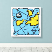 Impression de toile étirée de la carte de pirates (Insitu (Plancher de Bois))