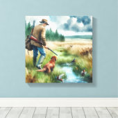 Impression de toile étirée du chasseur de canards  (Insitu (Plancher de Bois))