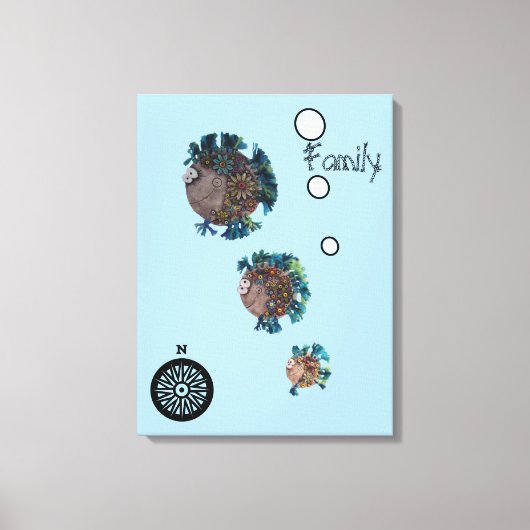 Impression de toile - Famille de poissons bleus et (Recto)