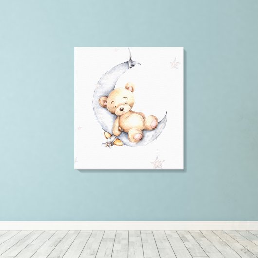 Impression De Toile - Ours Dormant Sur La Lune De  (Insitu (Plancher de Bois))