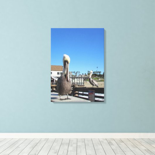 Impression de toile - Pélicans sur la jetée (Insitu (Plancher de Bois))