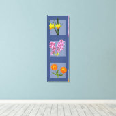 Impression de toile - Triptyque botanique sur bleu (Insitu (Plancher de Bois))