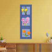 Impression de toile - Triptyque botanique sur bleu (Insitu(Salon))