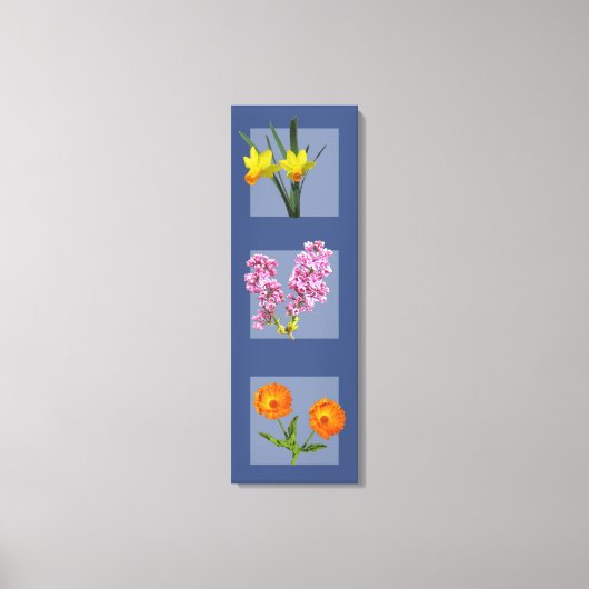Impression de toile - Triptyque botanique sur bleu (Recto)
