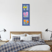 Impression de toile - Triptyque botanique sur bleu (Insitu(Chambre))