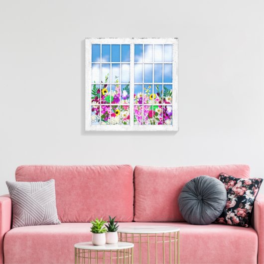 Impression de toile, Vue des fleurs, Fenêtres rust (Insitu(Salon))