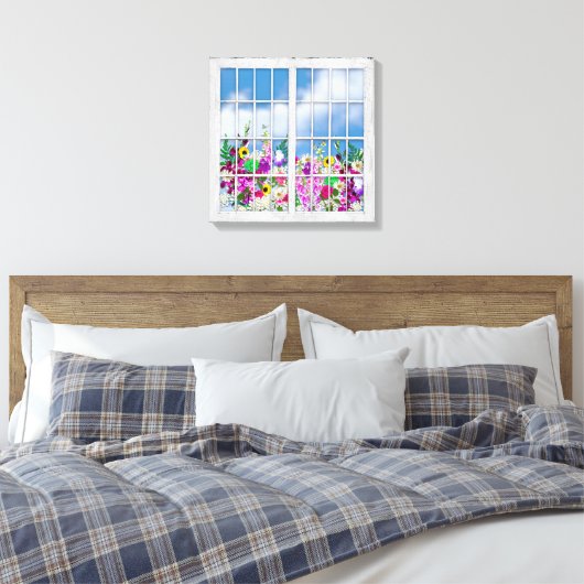 Impression de toile, Vue des fleurs, Fenêtres rust (Insitu(Chambre))