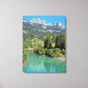 Impression de toile vue lac Dolomites