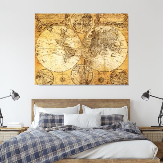Impression de toile World Continent Map datant du  (Insitu(Chambre))