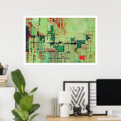 Impression de treillis vert Abstrait (Bureau à domicile)