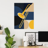 Impression de trombone Bauhaus | Art musical du mi (Bureau à domicile)