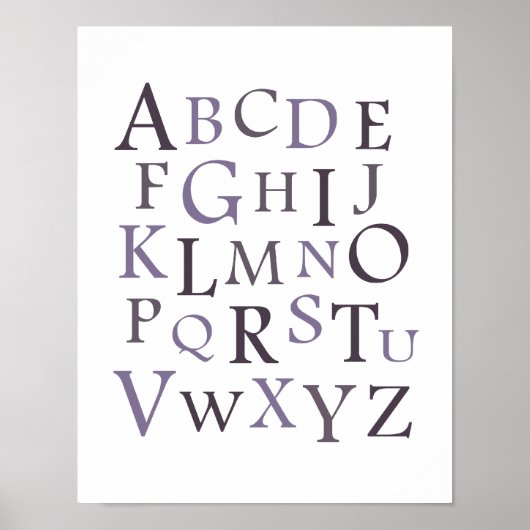 Impression de typographie de nurserie ABC violet (Devant)