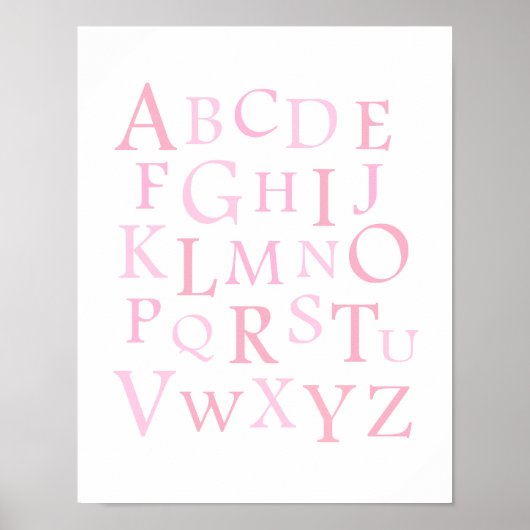 Impression de typographie pour la nurserie ABC ros (Devant)