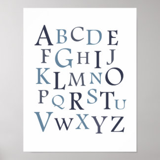 Impression de typographie pour la nurserie Blue AB