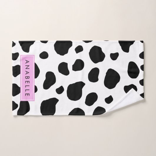 Impression De Vache, Spots De Vache, Noir Et Blanc (Serviette à main)