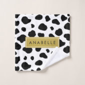 Impression De Vache, Spots De Vache, Noir Et Blanc (Gant de toilette)
