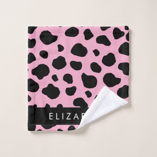 Impression De Vache, Spots De Vache, Vache Rose, V (Gant de toilette)