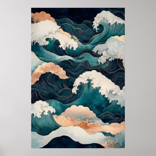 Impression de vague de l'océan japonais de style U (Devant)