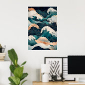 Impression de vague de l'océan japonais de style U (Bureau à domicile)