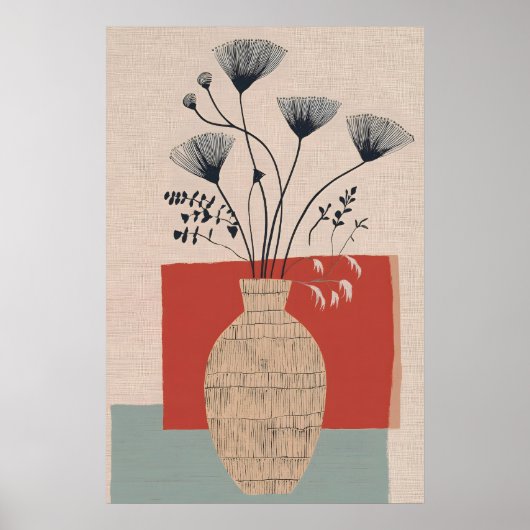 Impression de vase floral de terre cuite moderne d (Devant)