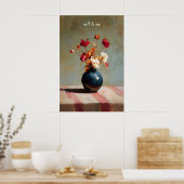 Impression de vase floral peint sur toile (Cuisine)