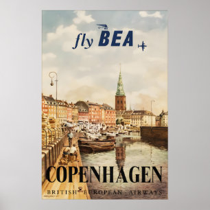 Impression de vieille affiche de voyage à Copenhag