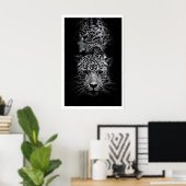 Impression de visages de léopard noir et blanc Art (Bureau à domicile)