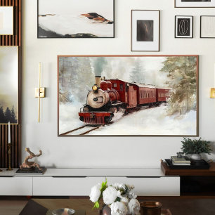 Impression de voyage en train d'hiver Art pour T