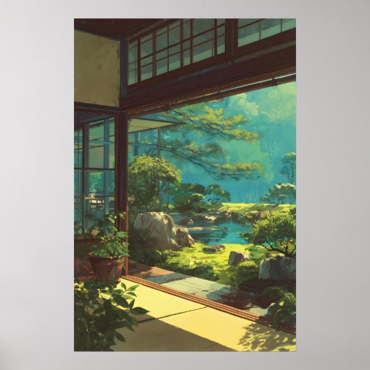 Impression de vue de jardin japonais tranquille - (Devant)