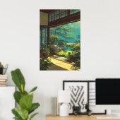 Impression de vue de jardin japonais tranquille - (Bureau à domicile)