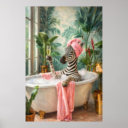 Impression de zèbre au bain, Art mural de spa anim (Devant)