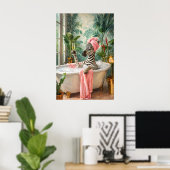 Impression de zèbre au bain, Art mural de spa anim (Bureau à domicile)