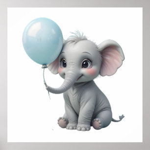 Impression d'éléphant adorable pour la nurserie de