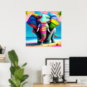 Impression d'éléphant arc-en-ciel drôle et ludique (Bureau à domicile)