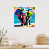 Impression d'éléphant arc-en-ciel drôle et ludique (Cuisine)