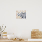 Impression d'éléphant d'Asie 28x36cm (Cuisine)