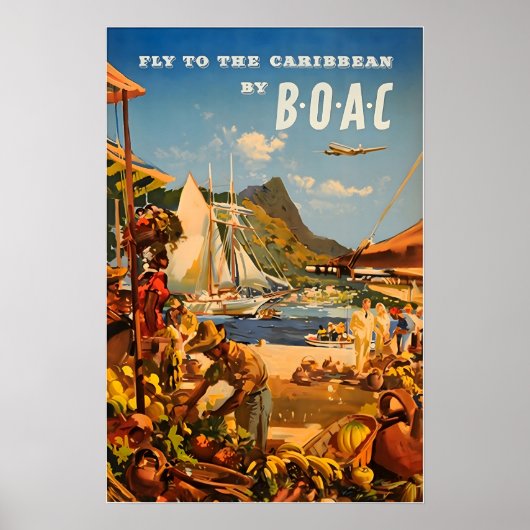 Impression des Caraïbes Affiche de voyage BOAC (Devant)