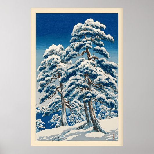 Impression d'hiver de Hasui Kawase, Pins enneigés (Devant)