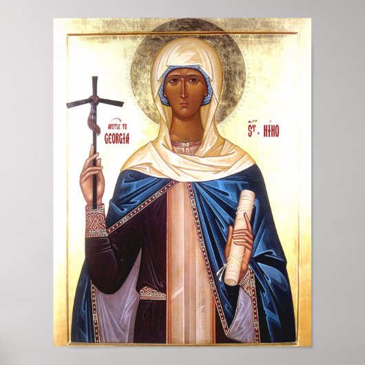 Impression d'icône orthodoxe Sainte-Nina Égale-aux (Devant)