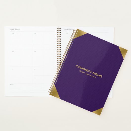 Impression d'image en cuir violet avec accents or  (Devant avec enveloppe)