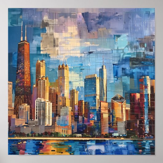Impression d'objets Skyline Chicago contemporains (Devant)