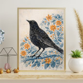 Impression d'oiseau d'art folklorique vintage, ani