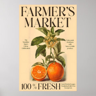 Impression d'oranges de Floride vintage Marché des