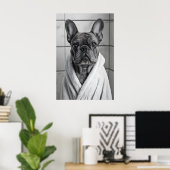 Impression drôle de robe de chambre de Bouledogue (Bureau à domicile)