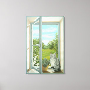 Impression du canevas "Fenêtre Vue Jardin"